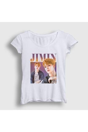 Kadın Beyaz Poster K Pop Jimin Bts T-shirt 272311tt