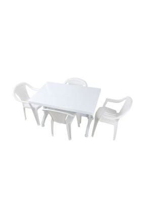 Netbazaars Plastik Masa Sandalye Takımı Kırık Beyaz PRA-894182-9272
