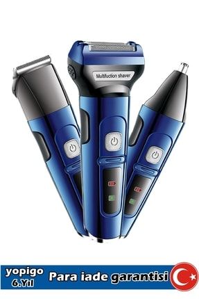 Mavi 3 In 1 Profesyonel Saç Sakal Kesme Ense Burun Tıraş Makinesi Seti YP4A544A