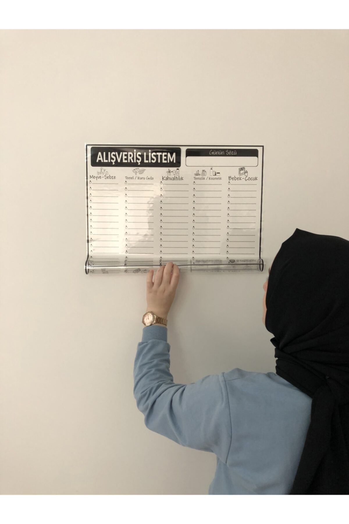 Tutunabilir Kağıt-Shopping List Program Blackboard Smart Paper Board + Pen 47x56 Cm 1
