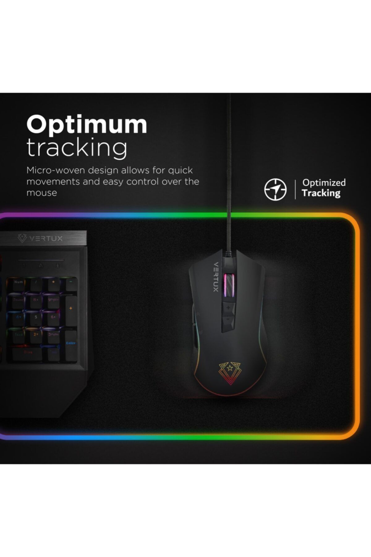 VERTUX-لوحة ماوس ألعاب Swiftpad-xl Game Immersion ناعمة التمرير RGB LED 7