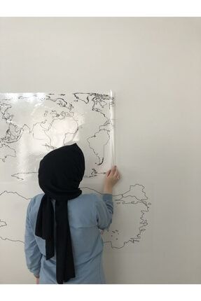 Dilsiz Türkiye Ve Dünya Haritası Yazı Tahtası Akıllı Kağıt Tahta + Kalem 2'li Ürün Seti PK-120
