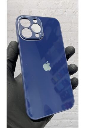 Iphone 13 Pro Max Kılıf Cam Lansman Logolu Kapak Koyurucu Silikon Lacivert Glss13pm