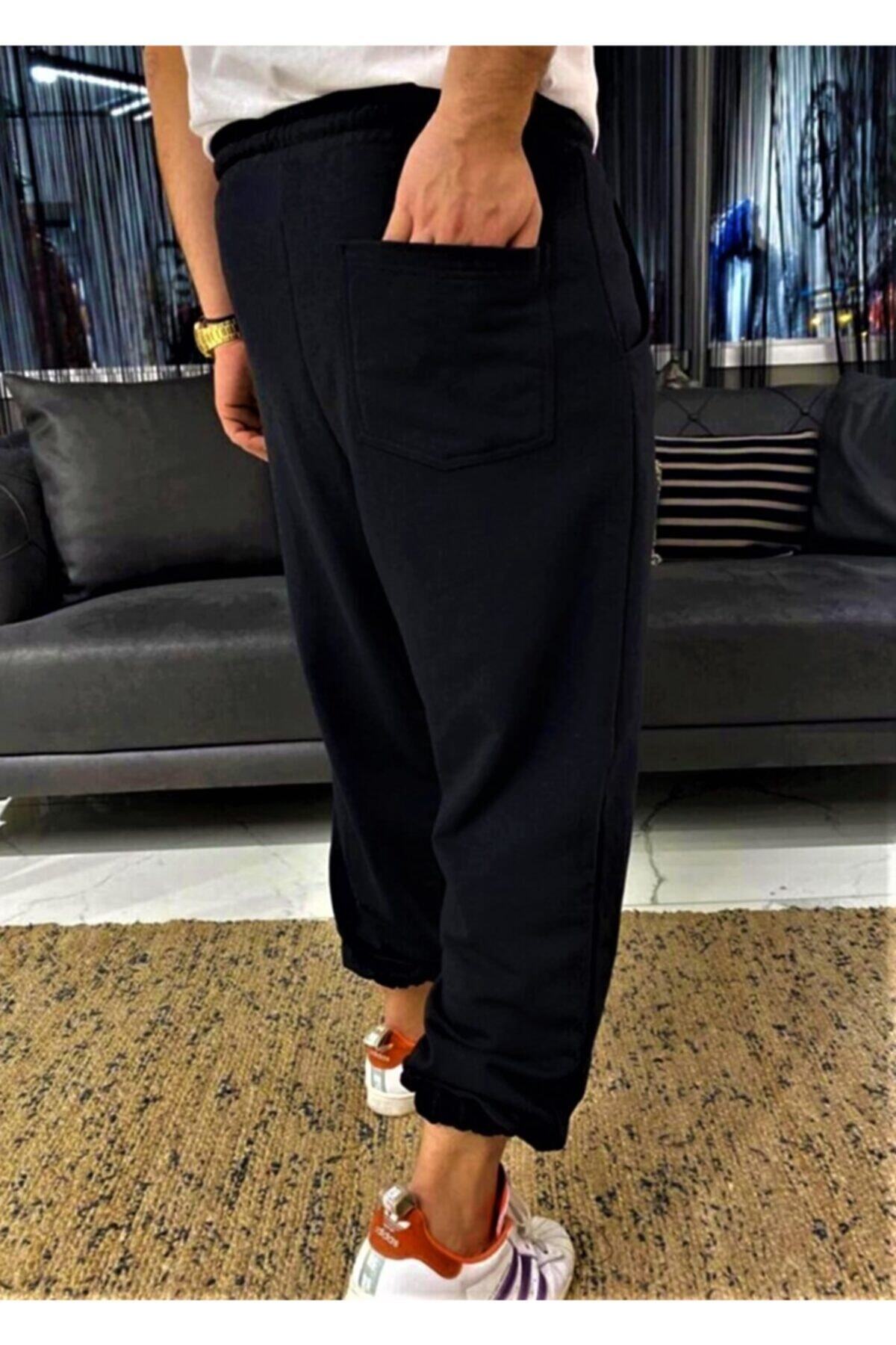 la gizzia Siyah Şalvar Eşofman Siyah Oversize Eşofman Siyah Büyük Beden Eşofman görsel 3