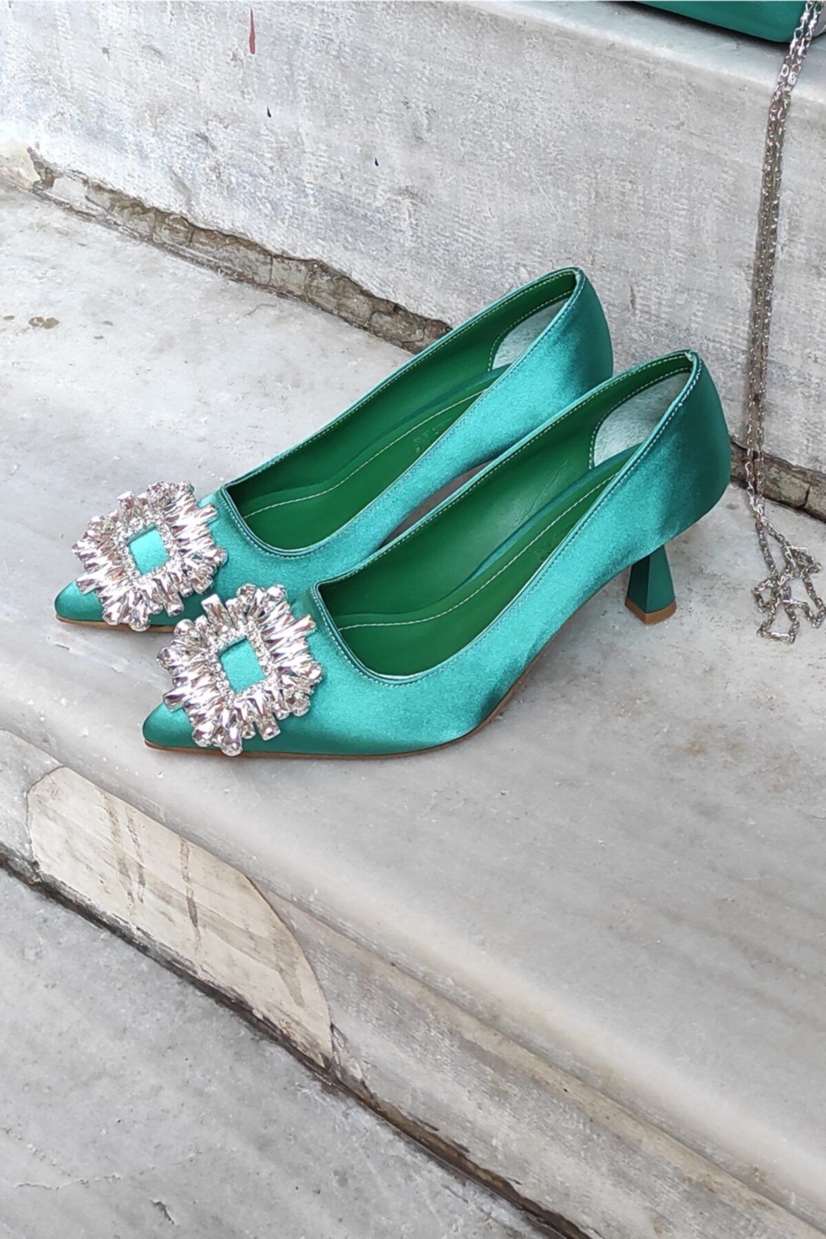 Dark green new arrivals low heels