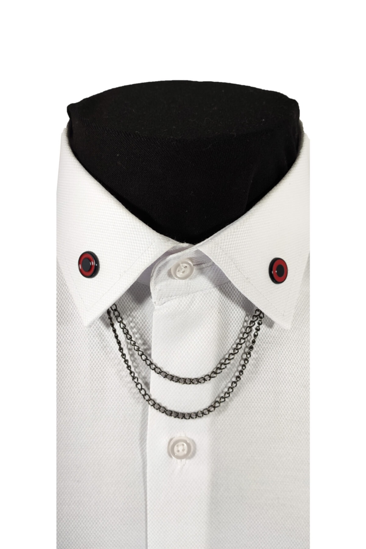  سنجاق/زنجیر توری یقه گرد فلزی پیراهن در رنگ‌های مشکی و قرمز