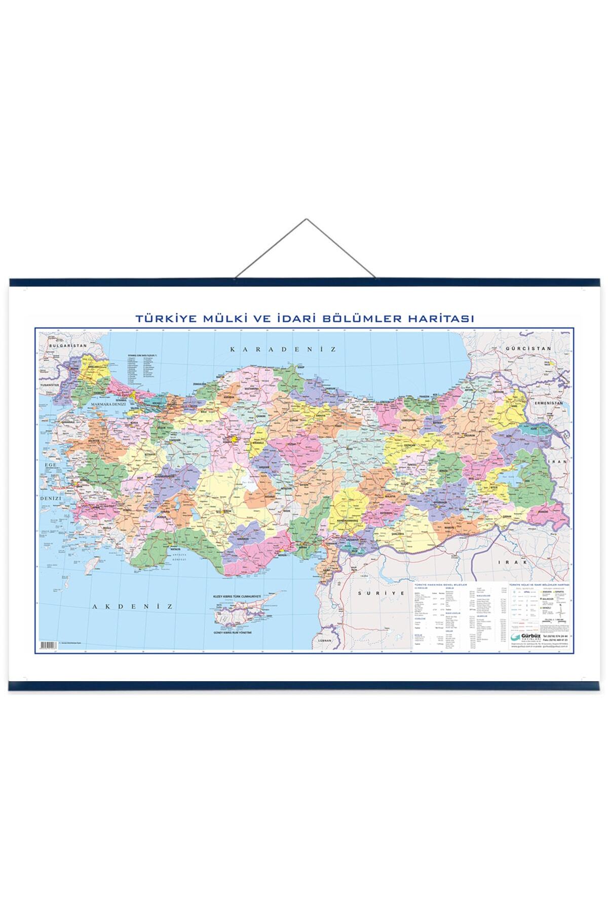 Gürbüz Yayınları Türkiye Siyasi Haritası 70x100 Çıtalı