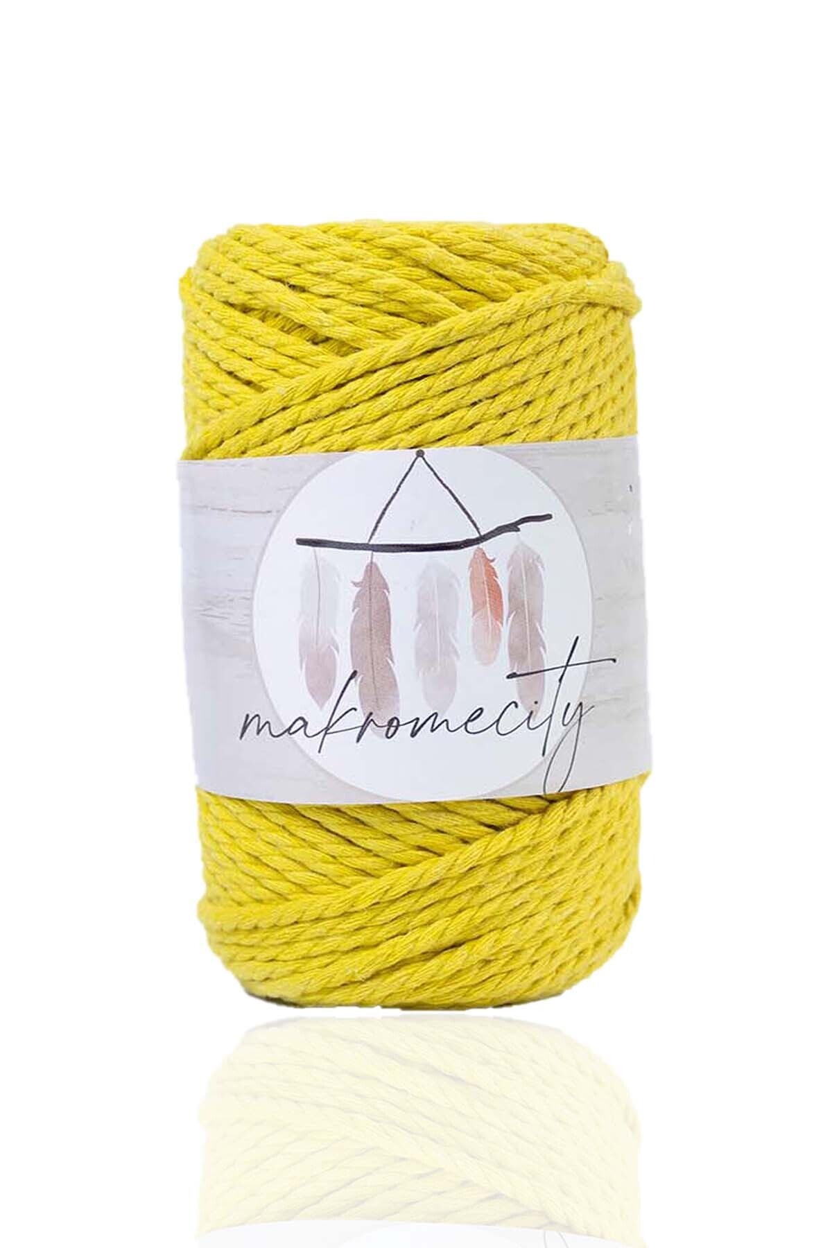 3 Twist Cotton Macrame Rope 3mm Three Twist Scanned Macrame Rope Rope 250g Yellow