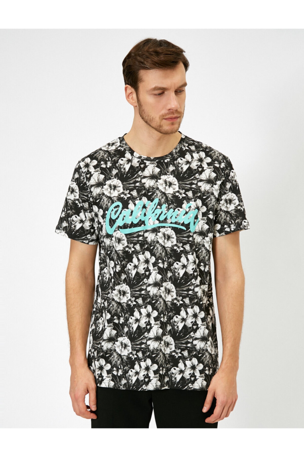 تیشرت مردانه مشکی کوتون | 0YAM14781OK اورجینال - تصویر 3