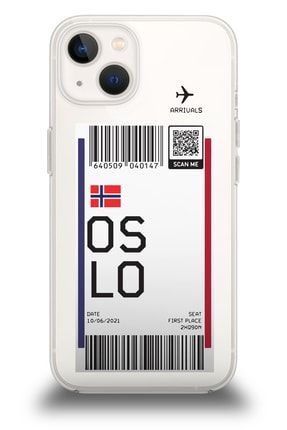 Iphone 13 Oslo Bilet Desenli Şeffaf Silikon Kılıf 13LNS-MKRN