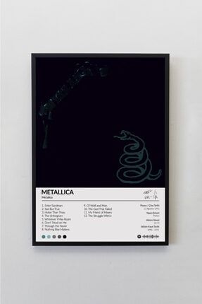 Metallica The Black Albümü Siyah Çerçeveli Spotify Barkodlu Albüm Poster Tablo MTTBA00001