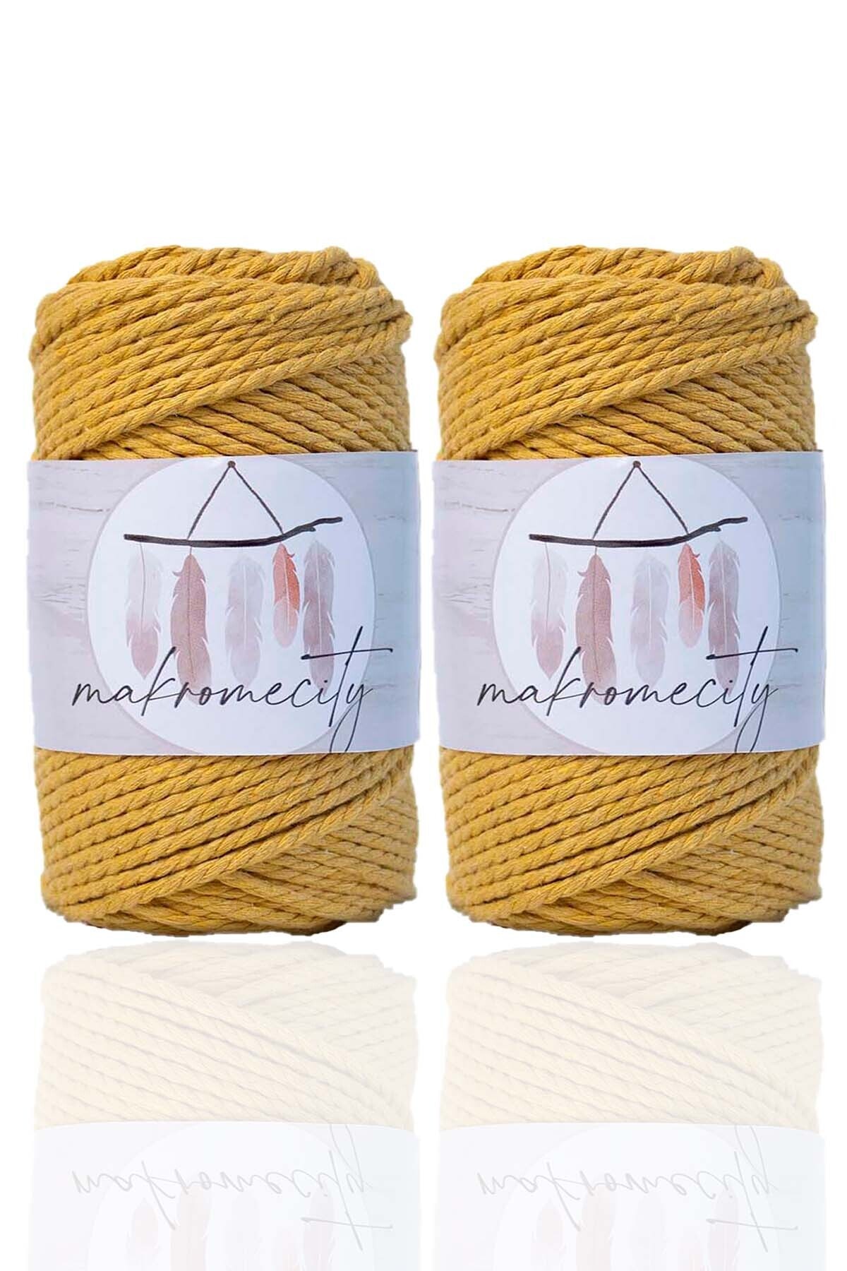 Premium 3 Twist Cotton Macrame Rope 3mm Three Twist Scanned Macrame Rope Rope 250g Set of 2 Mustard
