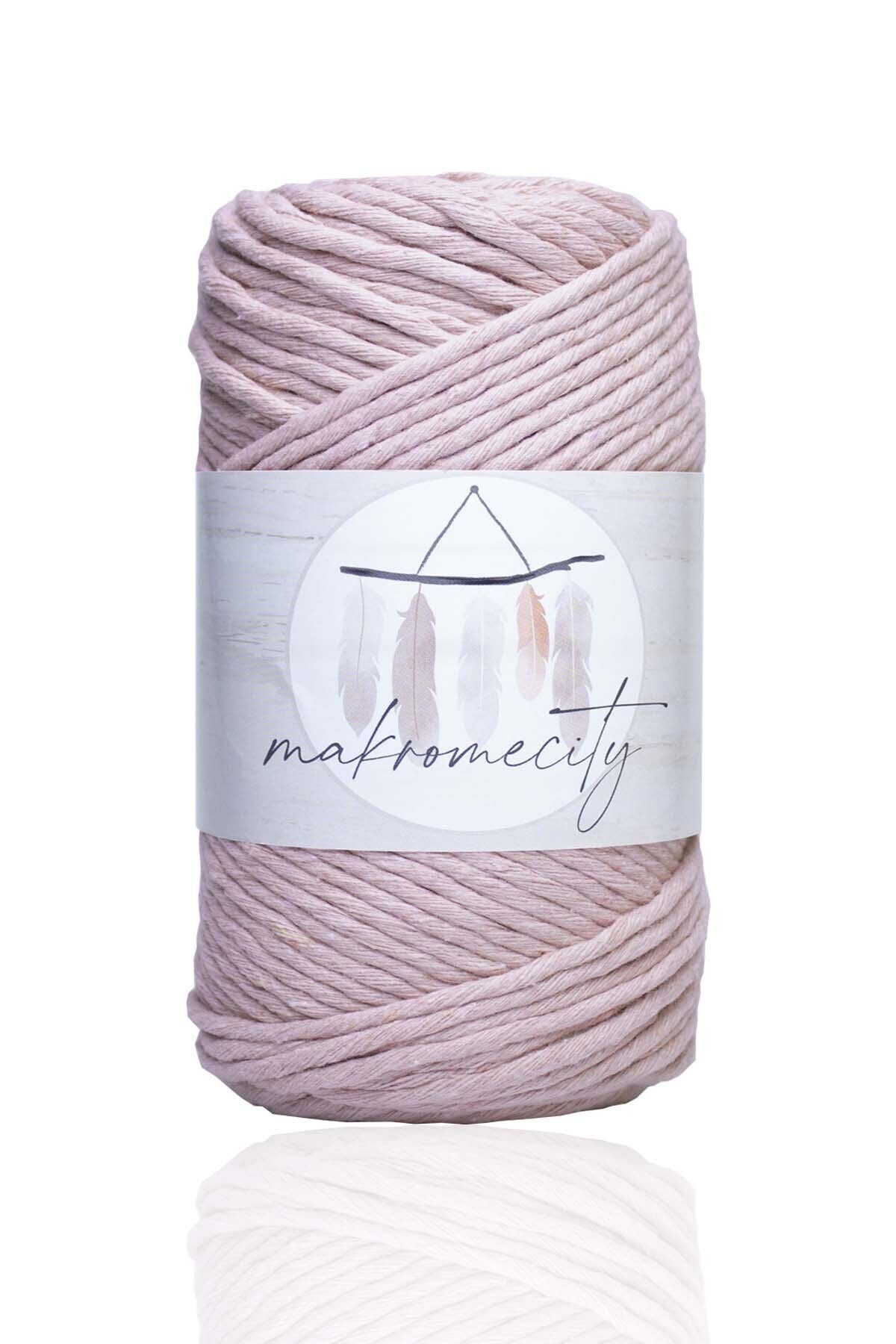 Makromecity-Premium Scalloped Macrame Thread 3mm Single Twist Macrame Scalloped Hobby Thread Set of 2 2 Pieces Baby Pink 2