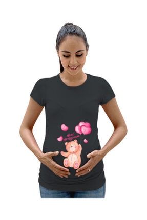 Ayıcıklı Kadın Hamile Tshirt Kadın Hamile Tişört TD280822