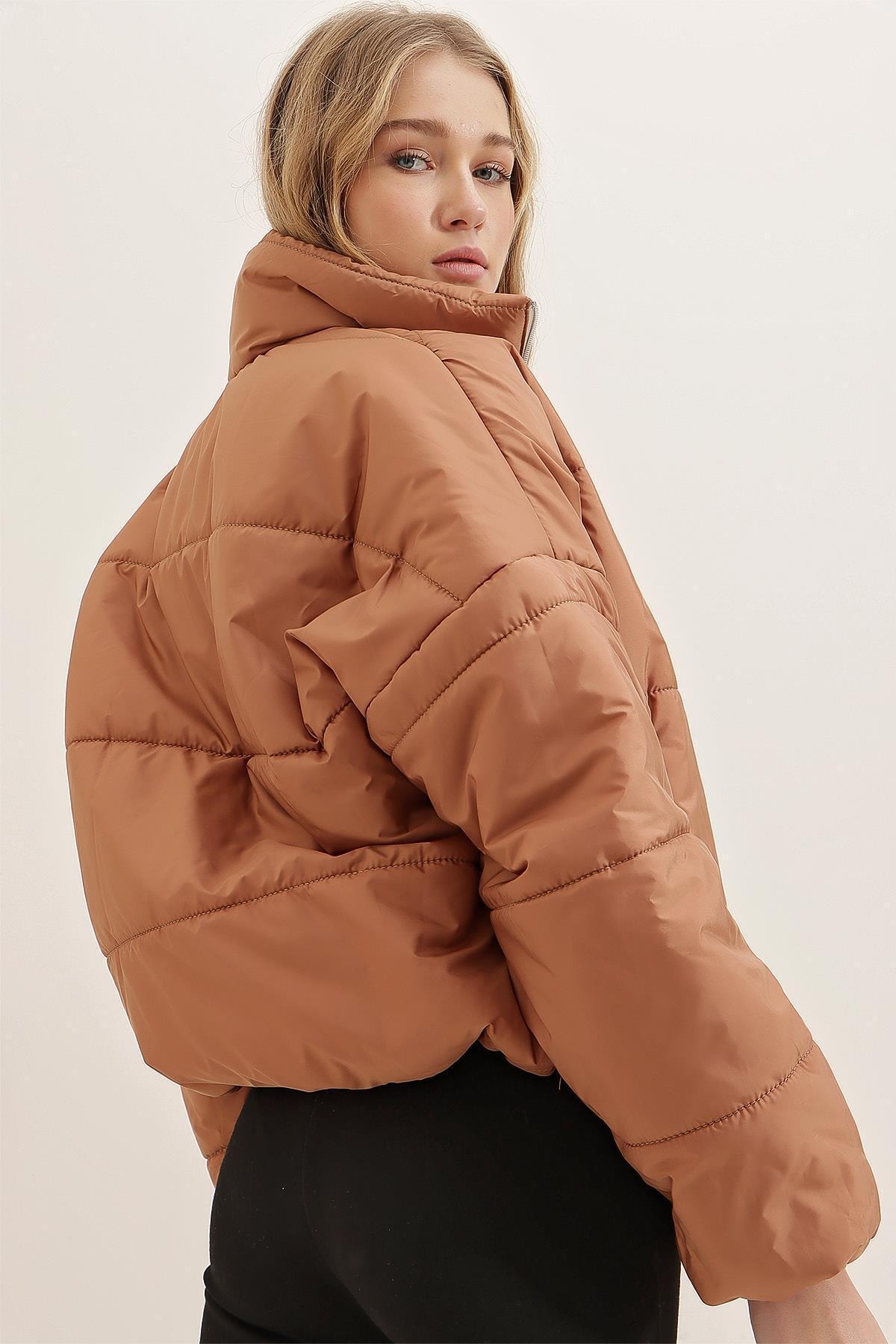 Short puffer jacket brown Clearance