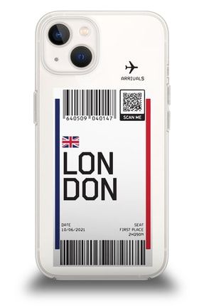 Iphone 13 Londra Bilet Desenli Şeffaf Silikon Kılıf TYC00309441962