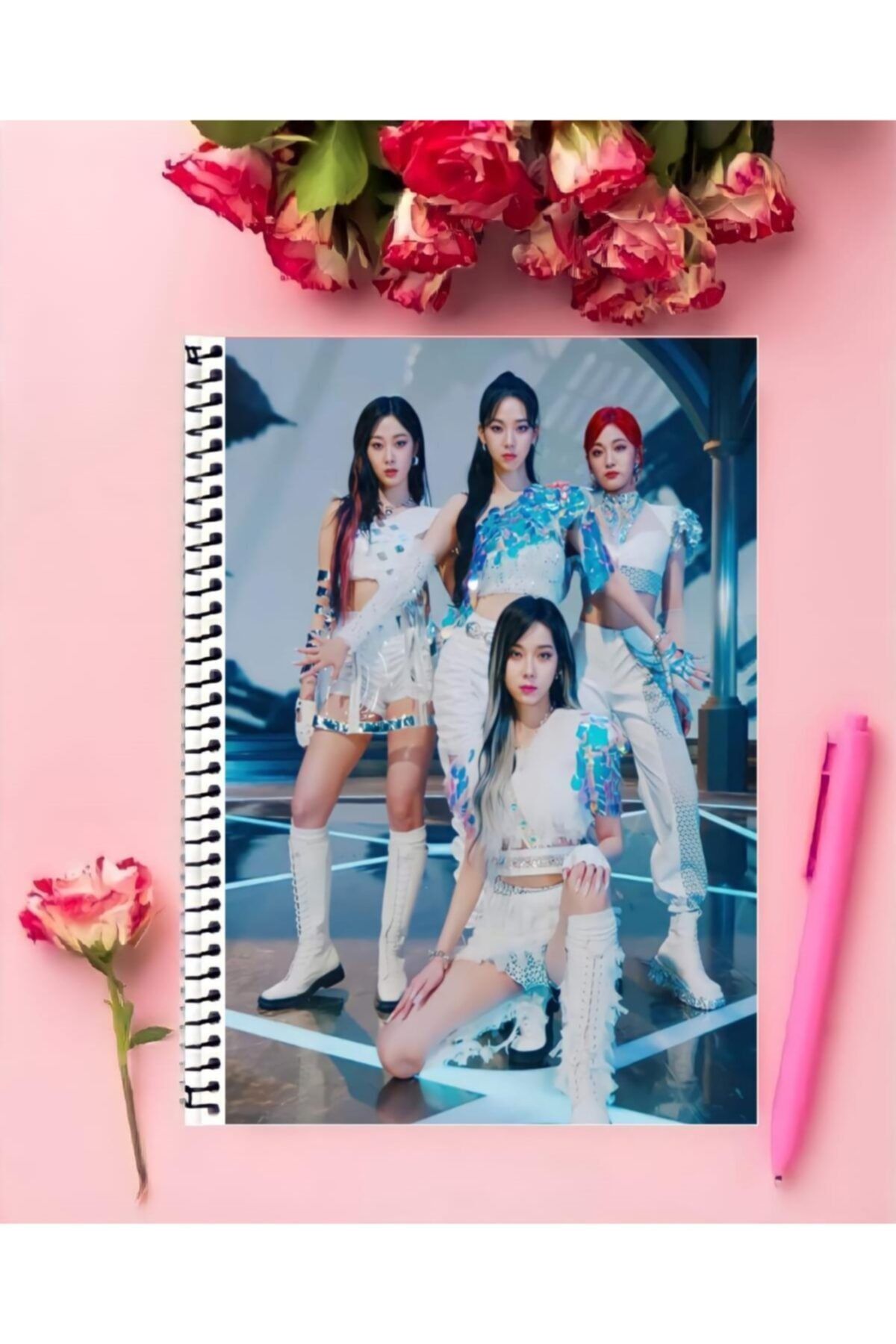 ROLLAS STORE-Aespa Kpop Notebook 1 Piece Special Design A4 Size 21*29 Cm Wired Checkered Notebook 1