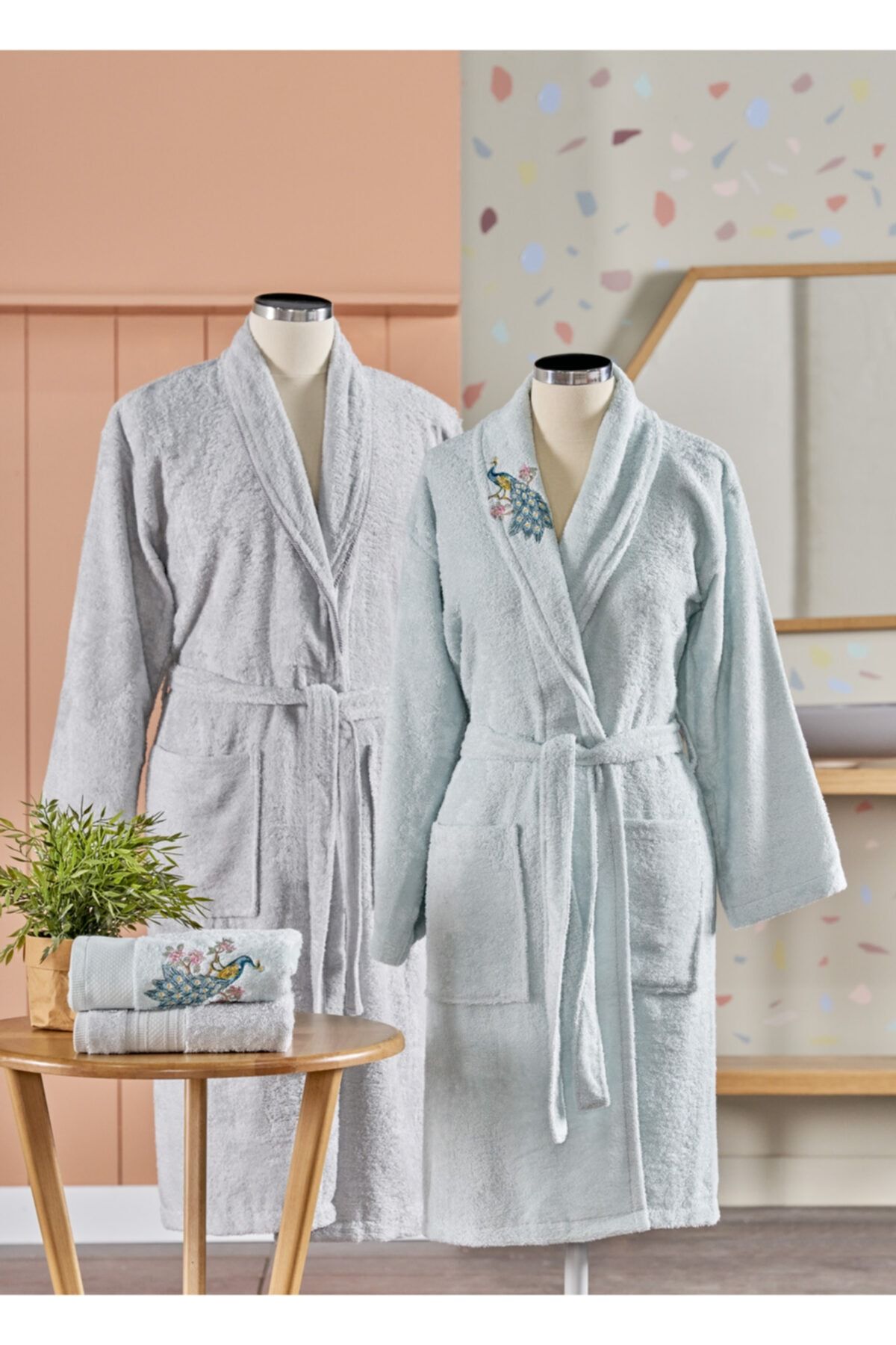 Taç Soft Bamboo Anna Double Bamboo Family Set Мятно-серый 71312686