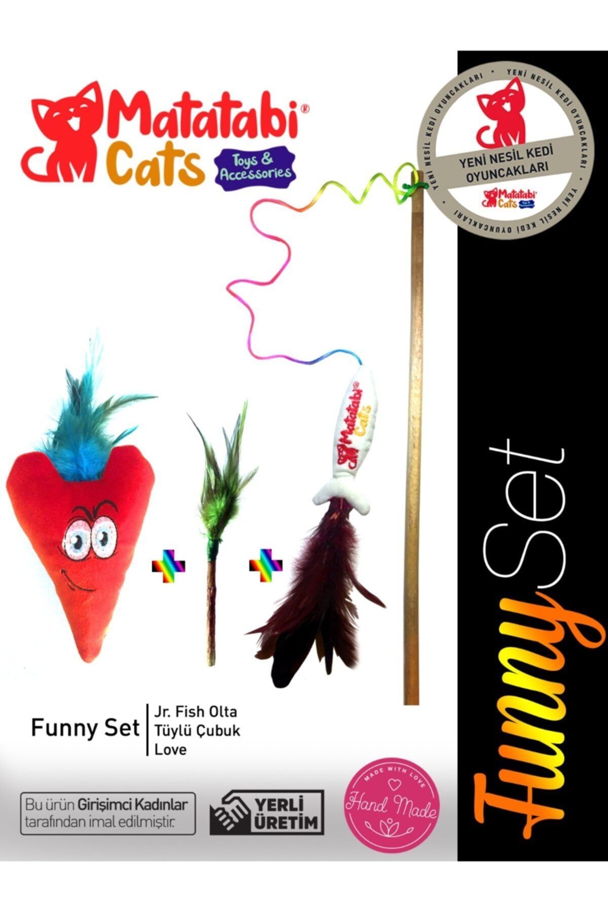 MATATABİ CATS-Funny Set Cat Fishing Rod, Cat Chew Stick, Plush Cat Toy with Sound (does not contain catnip) 1