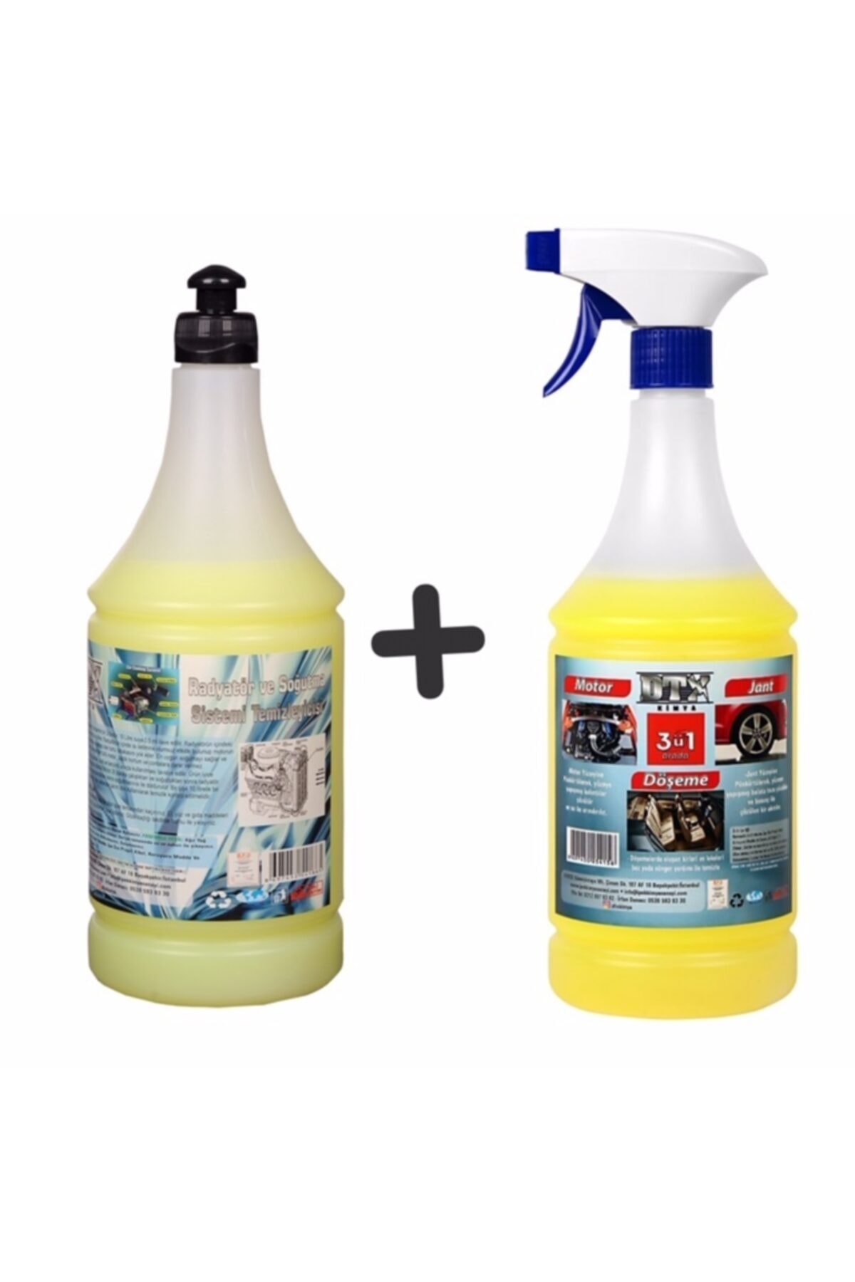 Oto Kalorifer Ve Petek Temizleme Ilacı (solventli) 1 Lt & Motor,jant Ve Döşeme Temizleyici 1 Lt