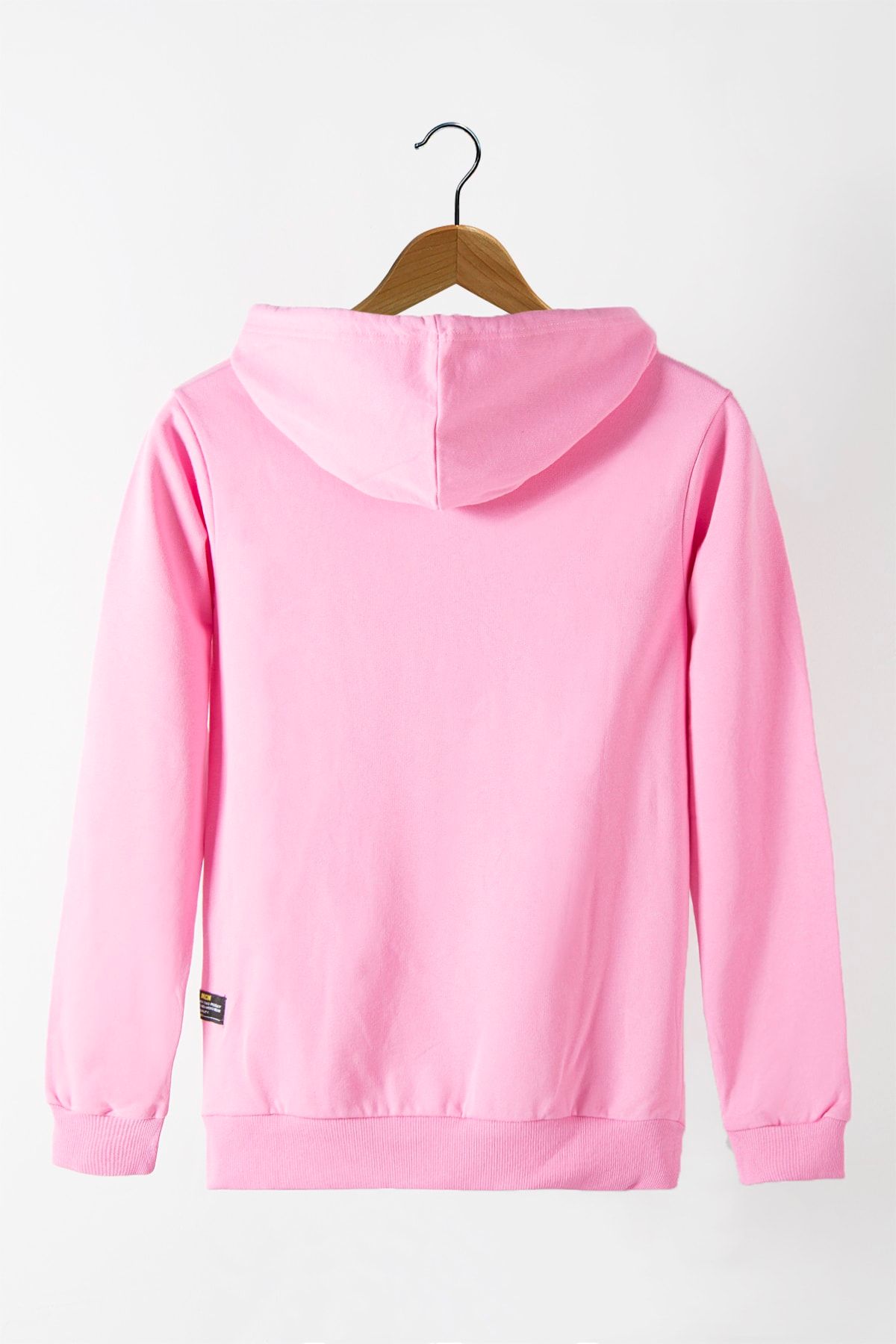 VEAVEN-Men's Pink Hooded Kangaroo Pocket Basic Sweatshirt 3