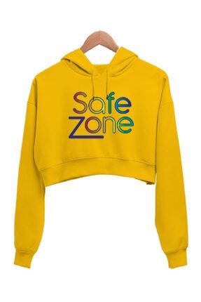Safe Zone Lgbtq Tasarım Kadın Crop Hoodie Kapüşonlu Sweatshirt TD272481