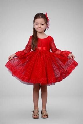 Kız Çocuk Kırmızı Prenses Elbise PMDTULKIR