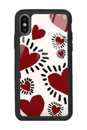 Iphone X - Xs Brush Heart Tasarımlı Glossy Telefon Kılıfı ipxsscaseglss068