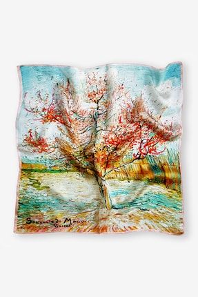 Van Gogh-pınk Trees %100 Ipek Fular 55x55cm 'art On Silk' 55x55P.Tree