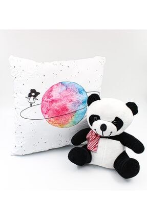 Satürn Yastık & Peluş Panda Ayı Hediye Seti 66862