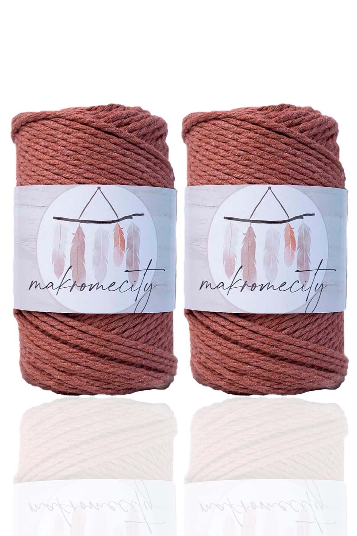 Makromecity-Premium 3 Twist Cotton Macrame Thread 3mm Three Twist Screening Macrame Rope 250 Gr Set of 2 2 Tile 1