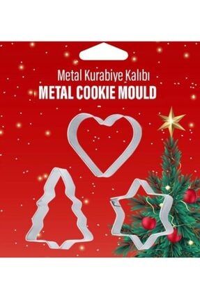 Metal Yılbaşı Özel 3 Parça Kurabiye Kalıbı Çam Ağacı Yıldız Kalp Merry Christmas Bpa Free BVY-3133