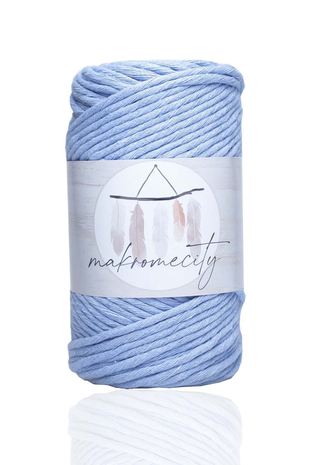 Makromecity-Premium Screened Macrame Thread 3mm Single Twist Macrame Screenable Hobby Thread Set of 2 2 Pieces Baby Blue 2
