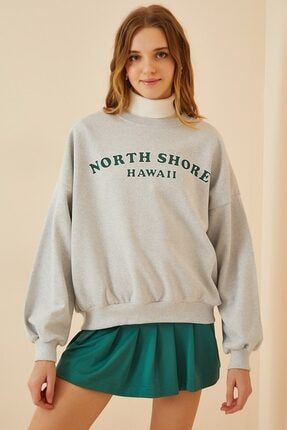 Kadın Gri Nort Shore Oversize Sweatshirt Sweatshirt-NortShore