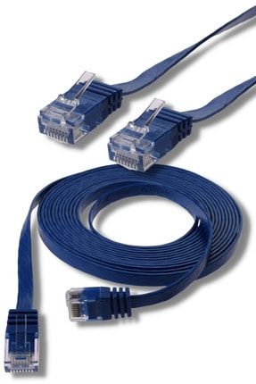Mavi 5 Adet Cat6 Yassı Ethernet Network Lan Internet Kablosu -7.50 Metre CAT6-5x2075M