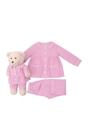 Pink Stripe Uyku Arkadaşlı Çocuk Pijama Seti LNM 260