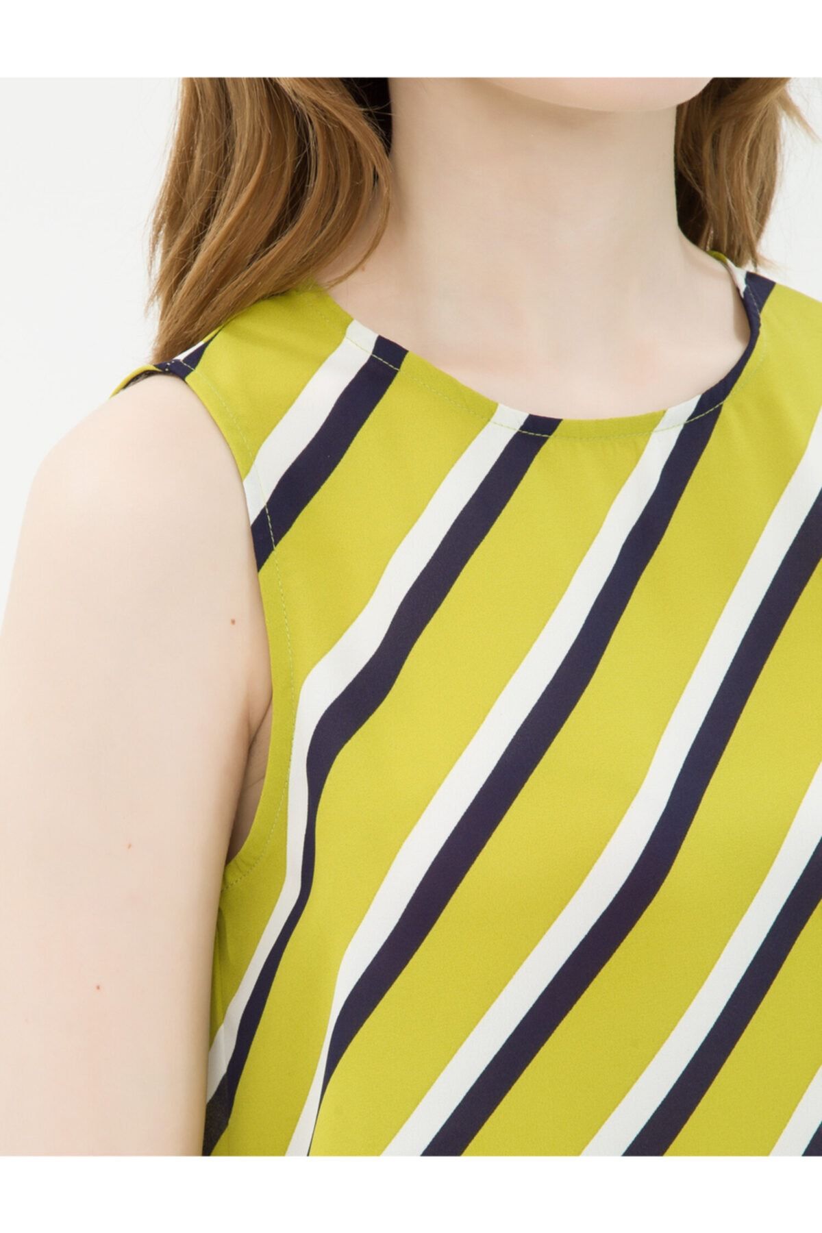 Koton-Women's Green Striped Blouse 7KAK32161UW 4