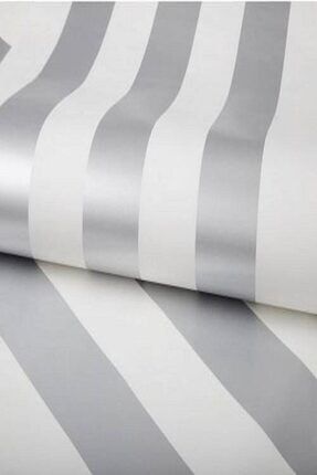 Bien Duvar Kağıtları 5355 Popüler Gümüş Beyaz Çizgili Lüx Gramajlı Duvar Kağıdı 5,30 M² BDK5355