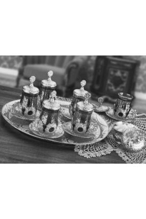 6 Kişilik Gümüş Kapaklı Çay Seti Takımı ( Tepsisiz )