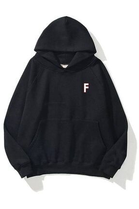 Unisex F Harfli Siyah Sweatshirt Trndz237