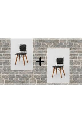 Mutfak Sandalyesi , Balkon Sandalyesi , Salon Sandalyesi 2'li Ahşap Ayaklı Sırtlı Tel Sandalye BY5524