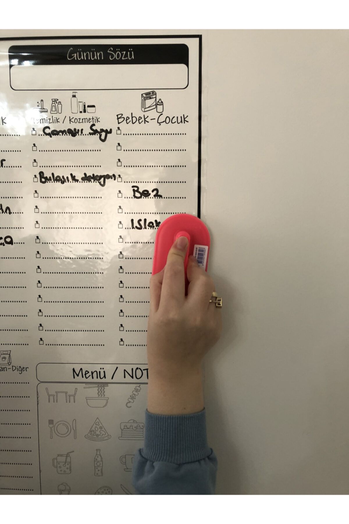 Tutunabilir Kağıt-Shopping List Program Blackboard Smart Paper Board + Pen 47x56 Cm 5