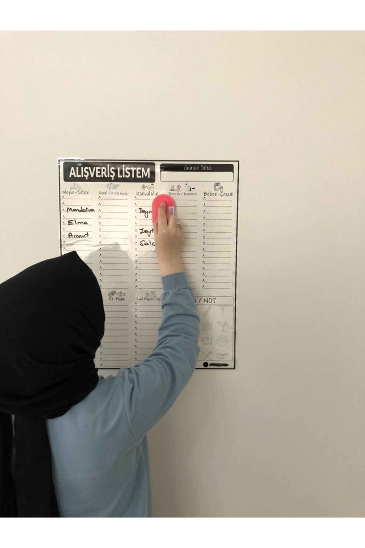 Tutunabilir Kağıt-Shopping List Program Blackboard Smart Paper Board + Pen 47x56 Cm 6