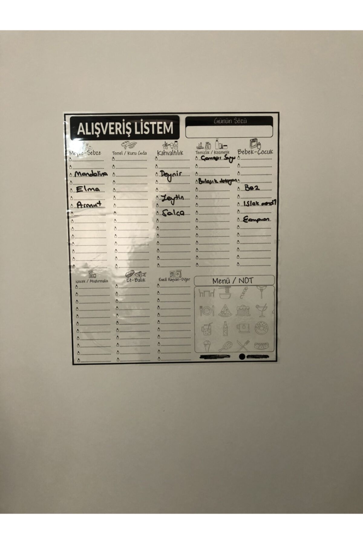 Tutunabilir Kağıt-Shopping List Program Blackboard Smart Paper Board + Pen 47x56 Cm 7