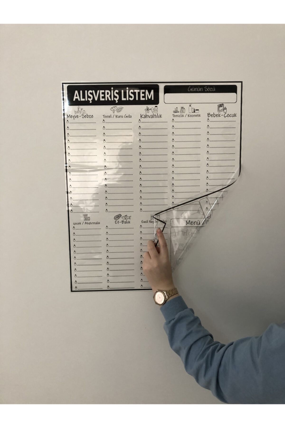 Tutunabilir Kağıt-Shopping List Program Blackboard Smart Paper Board + Pen 47x56 Cm 8