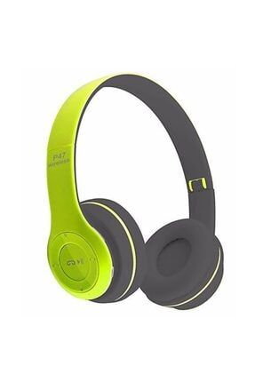 Carsıbudur Wireless Bluetooth Kablosuz Extra Bass Radyolu Katlanabilir Kulaklık Genç Çocuk Yeşil P47-2