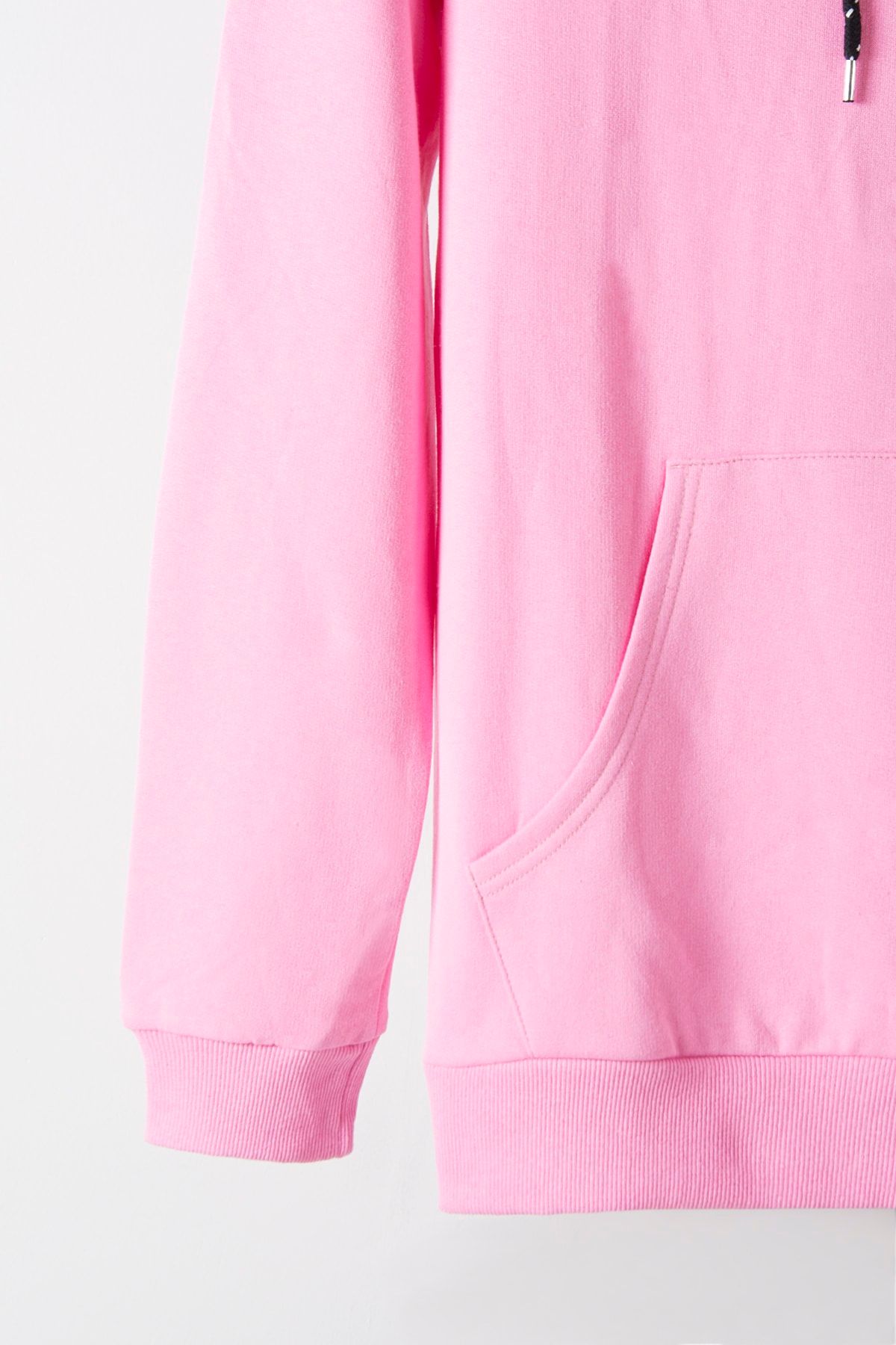 VEAVEN-Men's Pink Hooded Kangaroo Pocket Basic Sweatshirt 2