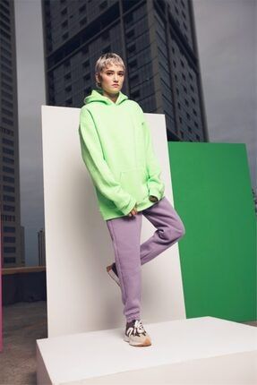 Unisex Oversize Basic Sweatshirt Neon Yeşil Trndz300
