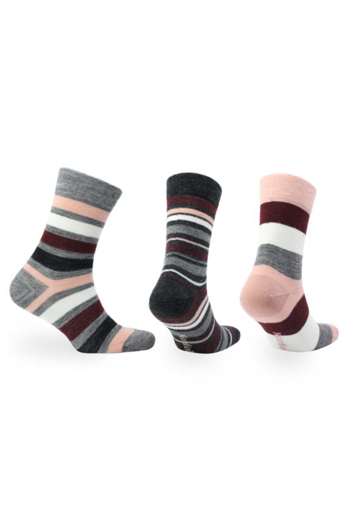 STOCKHOLM Merino Wool Thin Knitting Premium Casual Casual Socks 3-Pack Striped