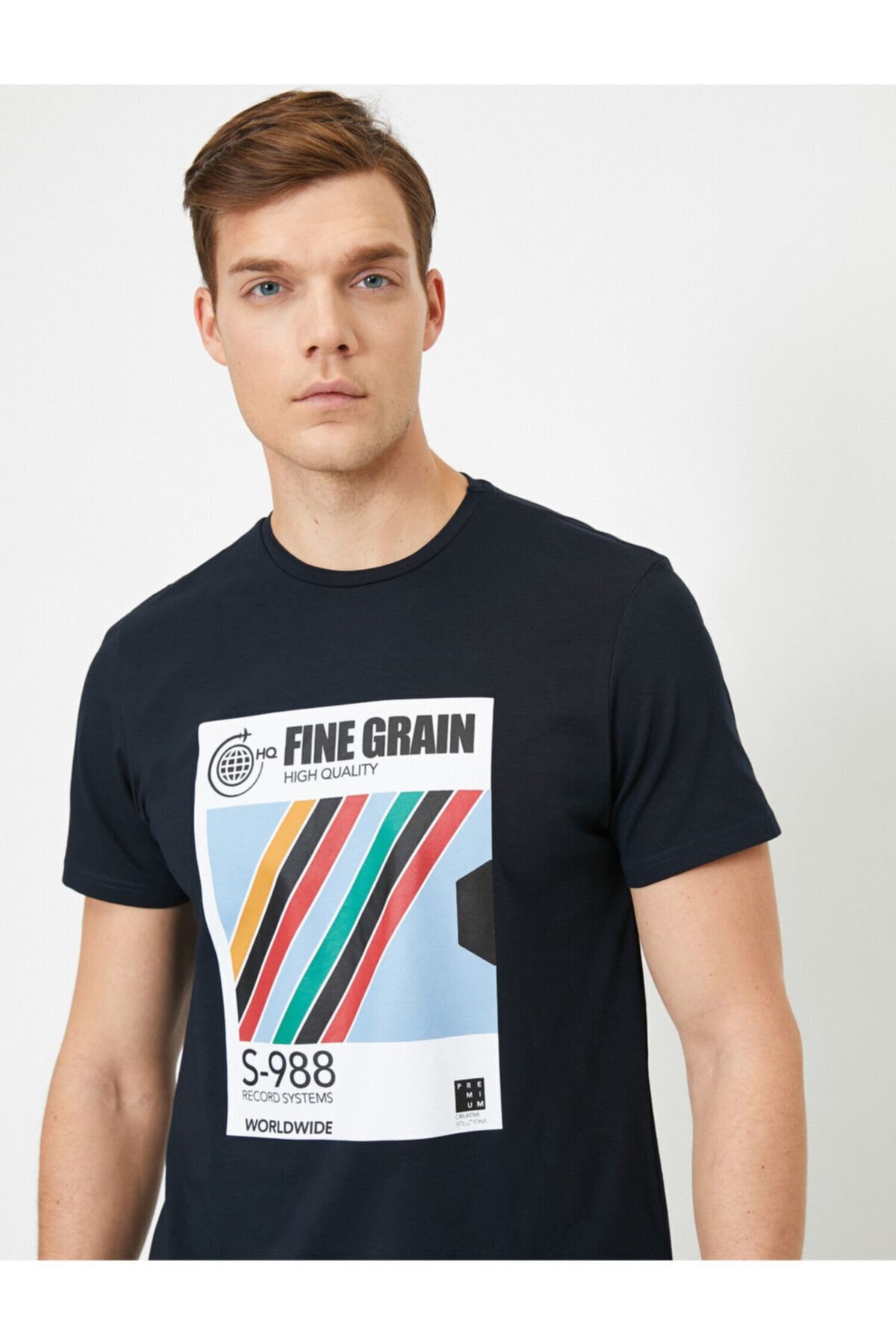 Koton T-Shirt Dunkelblau Regular Fit Fast ausverkauft